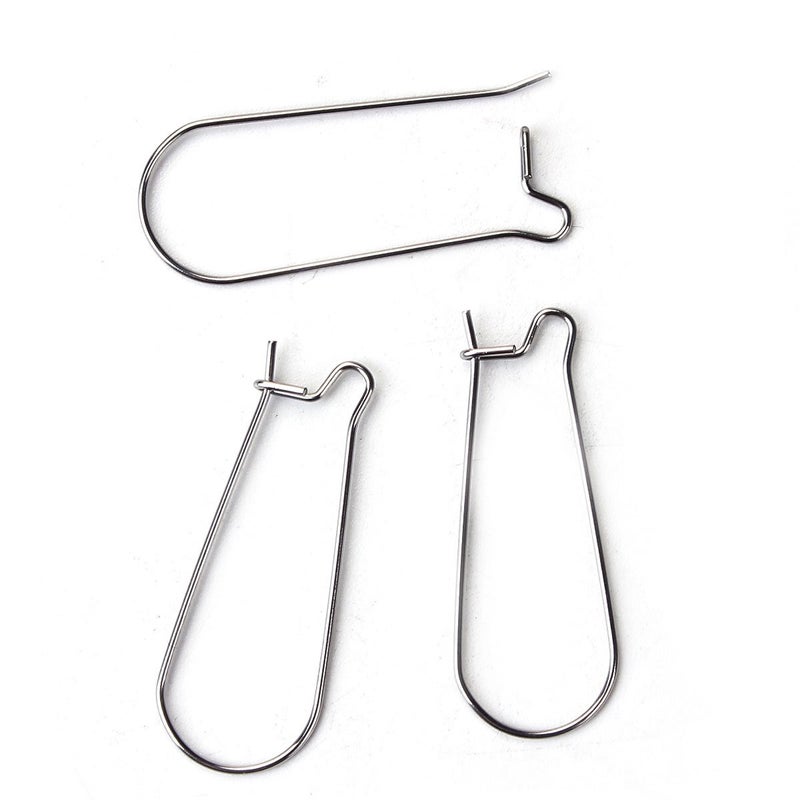 JGFinds Stainless Steel Ear Wire Hooks, 48 Pack Earring Findings, Secure Lock Kidney Wires - Teardrop Dangle 1 1/4 Inch - Image 3